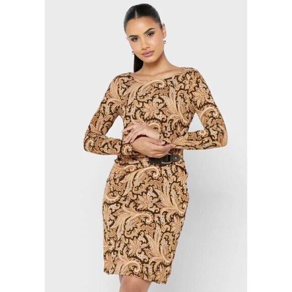 Ralph Lauren Womens Brown Paisley Shift Dress Size 12 - Picture 2 of 16